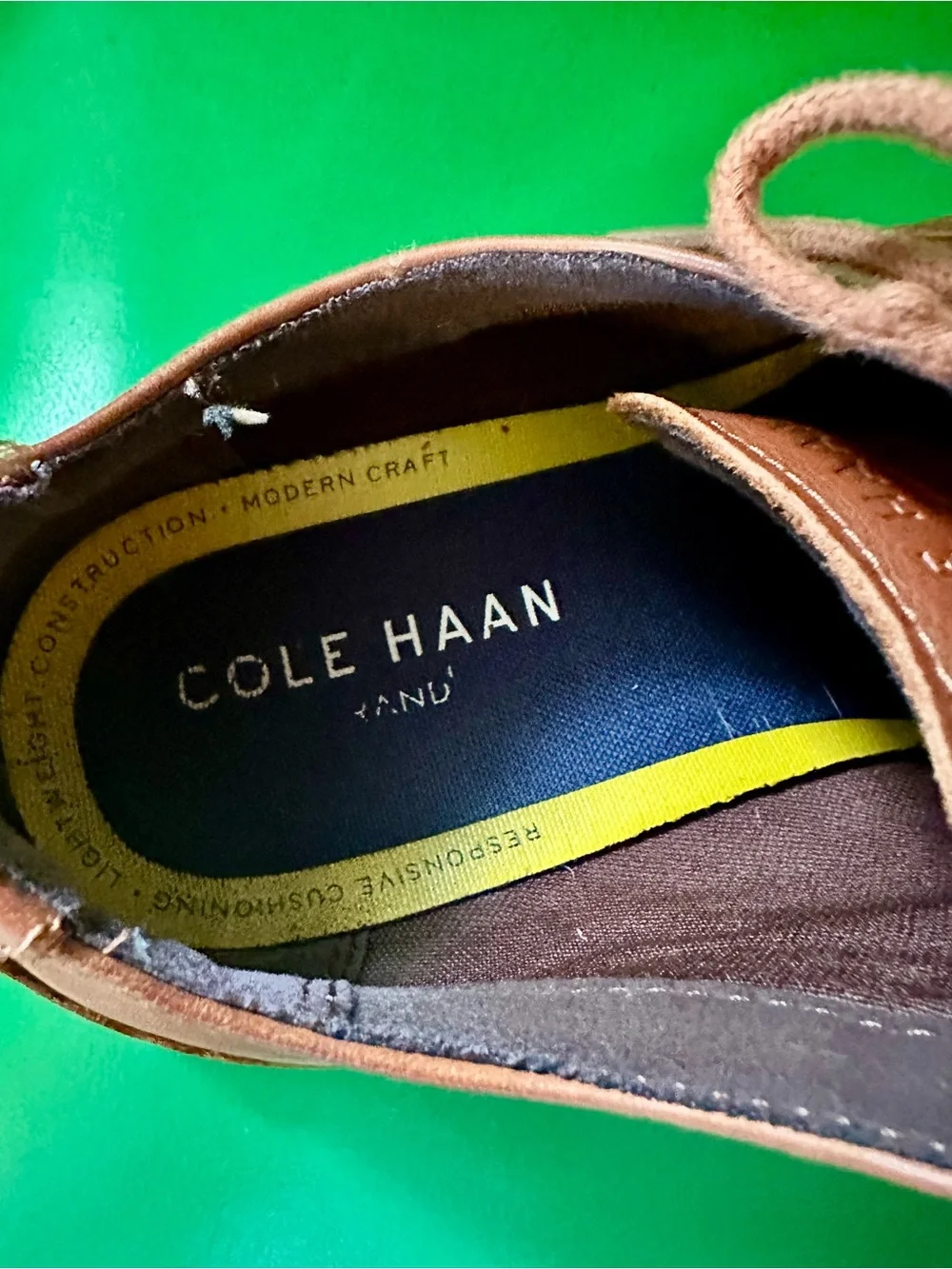 Cole Haan Brown Leather Wingtip Derby with White Sole